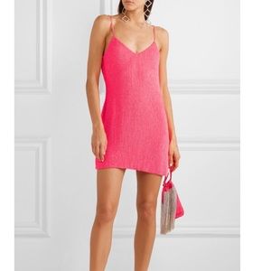 retrofete Claire Neon Sequined Chiffon Mini Dress - Pink S- worn once